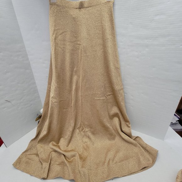 Vintage Jeri Jo New York Gold Metal thread Knit Top Long Maxi Skirt Hong Kong M - Picture 8 of 14